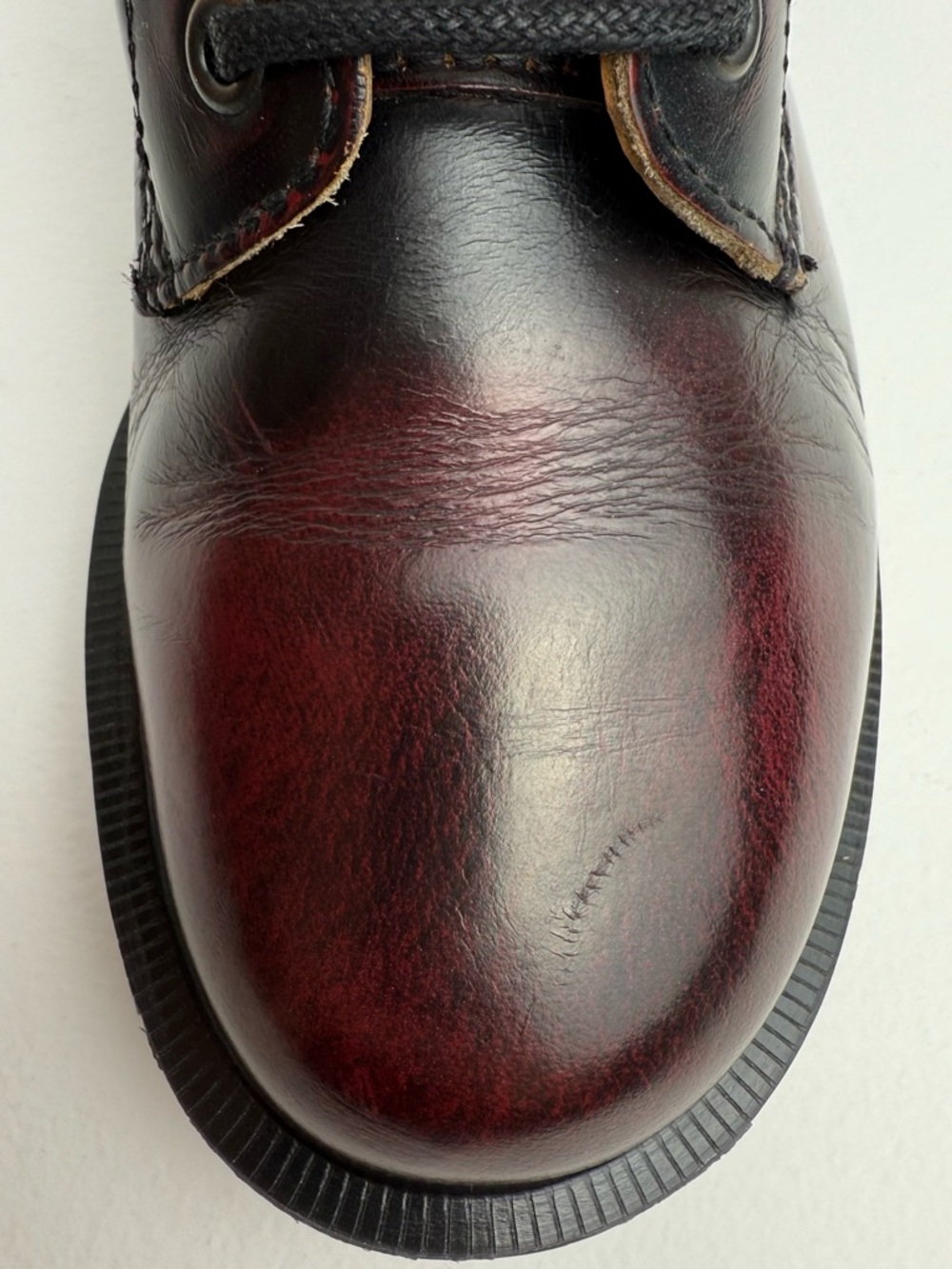 Vintage Doc Martens England Oxblood Red Black 101 MIE Rub Off Boots UK 4 - Picture 9 of 15
